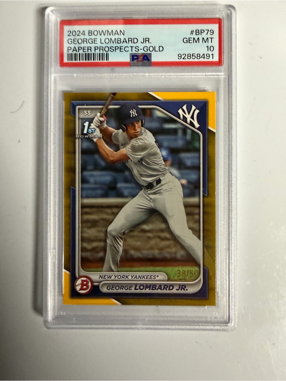 George Lombard Jr. 2024 Bowman Paper Prospects - Gold Card (Yellow)